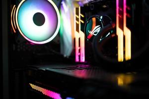 Rainbow colored illumination of a gaming computer photo