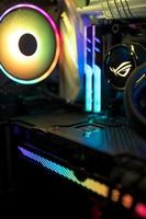 Rainbow colored illumination of a gaming computer photo