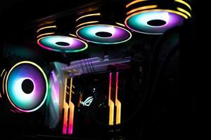 Rainbow colored illumination of a gaming computer photo