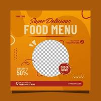 diseño de plantilla de publicación de banner de redes sociales de menú de comida vector