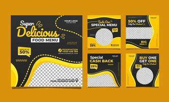 Delicious food social media post template design vector