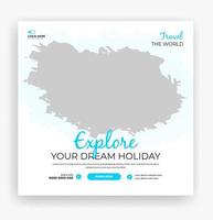 travel the world social media post template vector