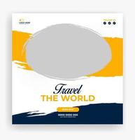 travel the world social media post template vector