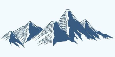 Five Hand drawing line up of mountain hill plateau on white background vector