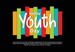 feliz día internacional de la juventud el 12 de agosto texto blanco y geométrico vector