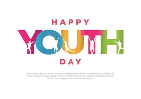 Happy International Youth day on 12 August. With happy people vector