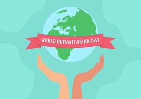 Happy world humanitarian international with earth globe on opened hand vector