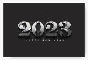 Classic New Year 2023 with Silver Glitter Numbers vector