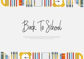 Back to school education with study equipment book, pen, clock vector