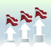 Latvia flag. The country is in an uptrend. Waving flagpole in modern pastel colors. Flag drawing, shading for easy editing. Banner template design. vector