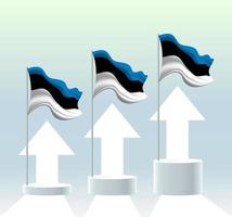 Estonia flag. The country is in an uptrend. Waving flagpole in modern pastel colors. Flag drawing, shading for easy editing. Banner template design. vector