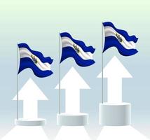 El Salvador flag. The country is in an uptrend. Waving flagpole in modern pastel colors. Flag drawing, shading for easy editing. Banner template design. vector