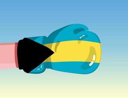 Flag of The Bahamas on boxing glove. Confrontation between countries with competitive power. Offensive attitude. Separation of power. Template ready design. vector