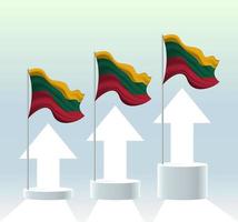 Lithuania flag. The country is in an uptrend. Waving flagpole in modern pastel colors. Flag drawing, shading for easy editing. Banner template design. vector