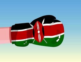 Flag of Kenya on boxing glove. Confrontation between countries with competitive power. Offensive attitude. Separation of power. Template ready design. vector