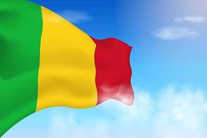 Mali flag in the clouds. Vector flag waving in the sky. National day realistic flag illustration. Blue sky vector.