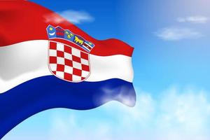 Croatia flag in the clouds. Vector flag waving in the sky. National day realistic flag illustration. Blue sky vector.
