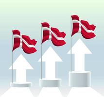 Denmark flag. The country is in an uptrend. Waving flagpole in modern pastel colors. Flag drawing, shading for easy editing. Banner template design. vector