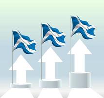 Scotland flag. The country is in an uptrend. Waving flagpole in modern pastel colors. Flag drawing, shading for easy editing. Banner template design. vector