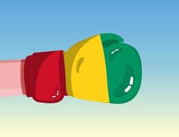 Flag of Guinea on boxing glove. Confrontation between countries with competitive power. Offensive attitude. Separation of power. Template ready design. vector