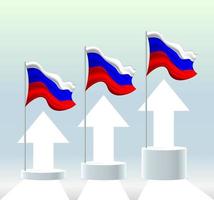 Russia flag. The country is in an uptrend. Waving flagpole in modern pastel colors. Flag drawing, shading for easy editing. Banner template design. vector