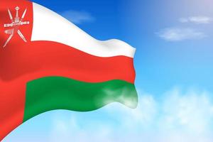 Oman flag in the clouds. Vector flag waving in the sky. National day realistic flag illustration. Blue sky vector.