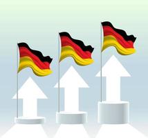 Germany flag. The country is in an uptrend. Waving flagpole in modern pastel colors. Flag drawing, shading for easy editing. Banner template design. vector