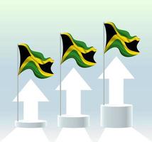 Jamaica flag. The country is in an uptrend. Waving flagpole in modern pastel colors. Flag drawing, shading for easy editing. Banner template design. vector