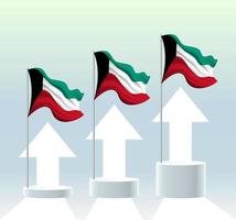 Kuwait flag. The country is in an uptrend. Waving flagpole in modern pastel colors. Flag drawing, shading for easy editing. Banner template design. vector