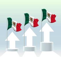 Mexico flag. The country is in an uptrend. Waving flagpole in modern pastel colors. Flag drawing, shading for easy editing. Banner template design. vector