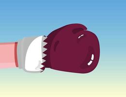 Flag of Qatar on boxing glove. Confrontation between countries with competitive power. Offensive attitude. Separation of power. Template ready design. vector