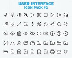 conjunto de iconos de interfaz de usuario web y aplicación, colección de iconos de línea de contorno delgado de interfaz de usuario vectorial vector