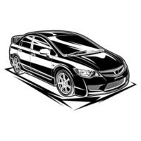 ilustración de vector de coche blanco y negro para diseño conceptual