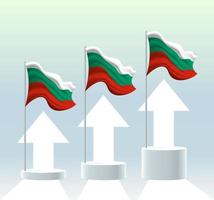 Bulgaria flag. The country is in an uptrend. Waving flagpole in modern pastel colors. Flag drawing, shading for easy editing. Banner template design. vector