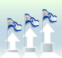 Israel flag. The country is in an uptrend. Waving flagpole in modern pastel colors. Flag drawing, shading for easy editing. Banner template design. vector