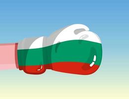 Flag of Bulgaria on boxing glove. Confrontation between countries with competitive power. Offensive attitude. Separation of power. Template ready design. vector