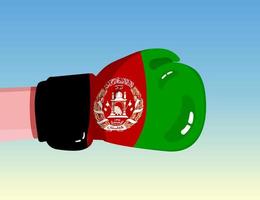 Flag of Afghanistan on boxing glove. Confrontation between countries with competitive power. Offensive attitude. Separation of power. Template ready design. vector