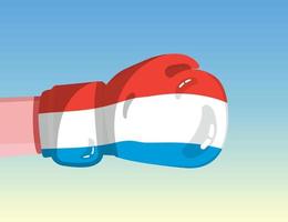 Flag of Luxembourg on boxing glove. Confrontation between countries with competitive power. Offensive attitude. Separation of power. Template ready design. vector