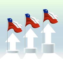 Chile flag. The country is in an uptrend. Waving flagpole in modern pastel colors. Flag drawing, shading for easy editing. Banner template design. vector