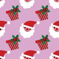 cute santa seamless design wallpaper on pink background vector