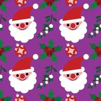 cute santa seamless design wallpaper on purple background vector