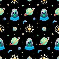 Space Alien Planet Vector Seamless Pattern