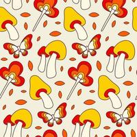 Retro Mushroom Vector Seamless Pattern