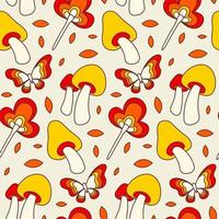 Retro Mushroom Vector Seamless Pattern