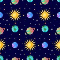 Space Planet Vector Seamless Pattern