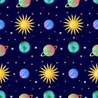 Space Planet Vector Seamless Pattern