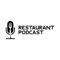 podcast bar y restaurante con micrófono y plantilla de diseño de vector de cerveza