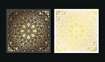 Luxury mandala decorative card in gold color vector