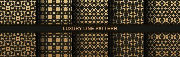 Collection gold and black seamless pattern background vector