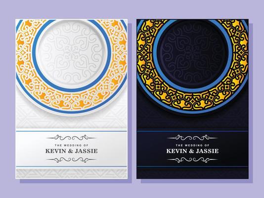 Elegant mandala wedding invitation card template design